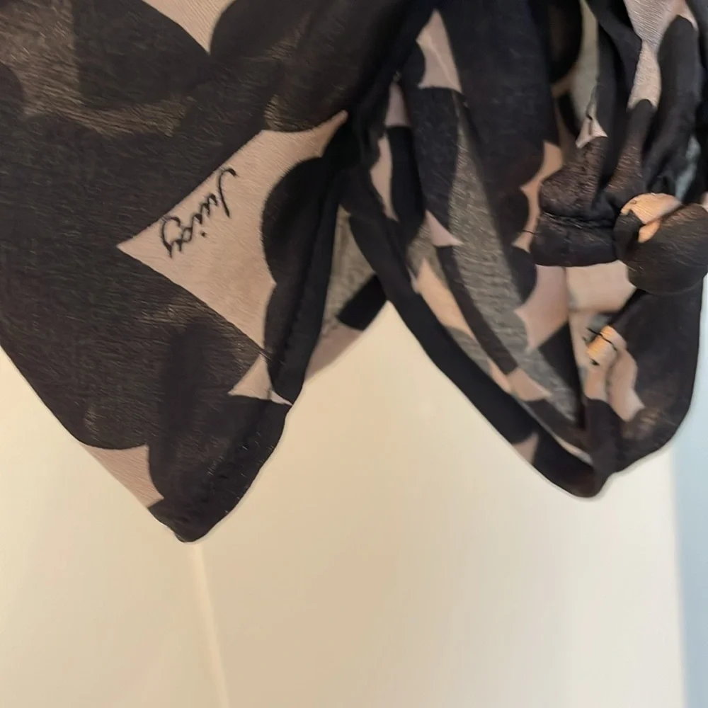 Juicy Couture, 100% Silk, Chic Black and Dusty Pink Patterned Dress, Size 14 - Picture 7 of 12